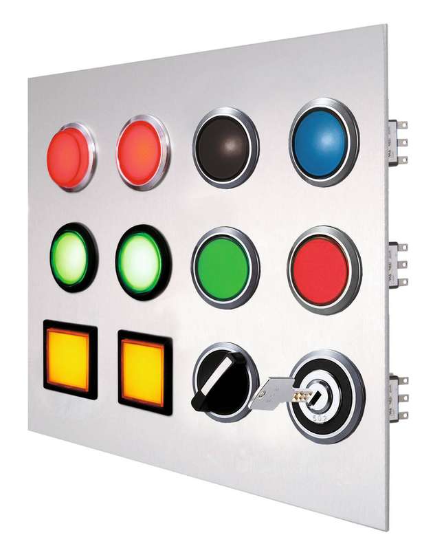 Die modular aufgebauten Schalter bieten Blenden aus Kunststoff oder Metall sowie eine große Auswahl an Beleuchtungsmöglichkeiten, Farben und Formen.