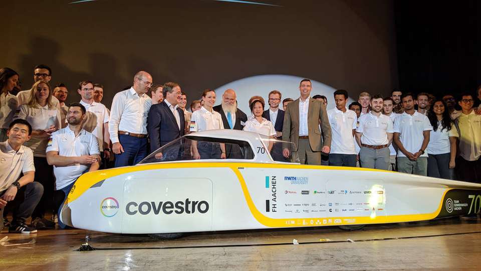 Der Sonnenwagen Covestro wurde in Aachen erstmals präsentiert.