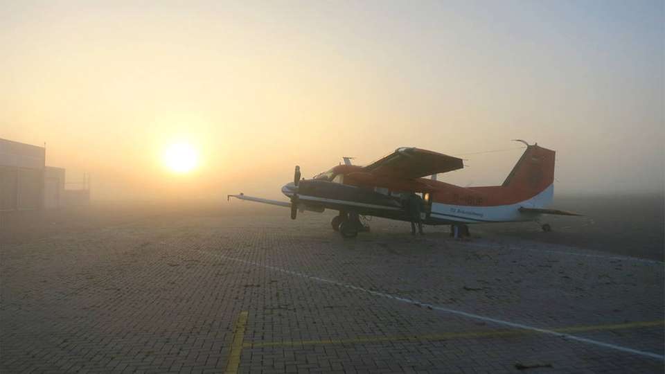 Mit dem Forschungsflugzeug D-IBUF, hier auf dem Flugplatz Wilhelmshaven, wurden insgesamt 41 Flüge für Messungen ausgeführt.