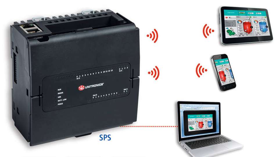 Die Virtual-HMI-Modelle der UniStream-Serie verzichten auf ein integriertes Display und ermöglichen den SPS-Zugriff per Smartphone, Tablet oder PC.