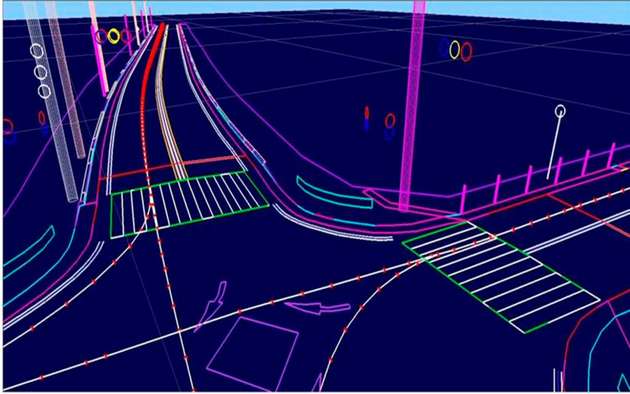 Ein Beispiel für eine hochauflösende 3D-Karte zur Unterstützung autonomer Fahrzeuge.