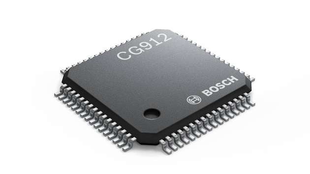 Der Halbleiterchip CG912 von Bosch zum Auslösen von Rückhaltsystemen.