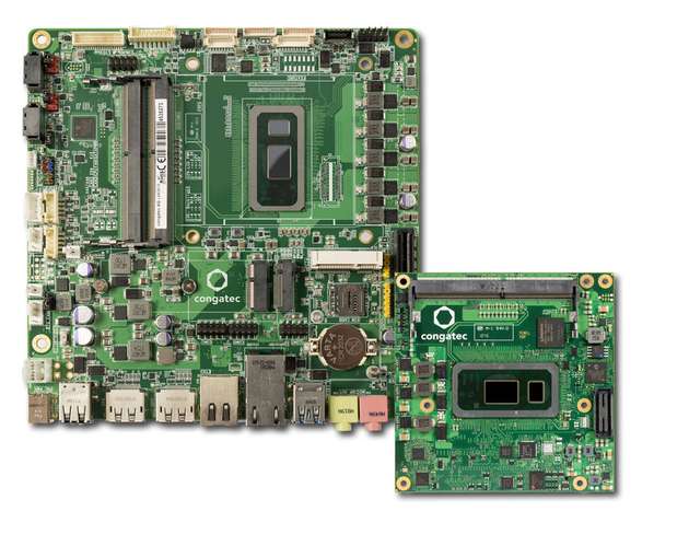 Neben dem 3,5-Zoll-SBC bietet Congatec die neuen Intel-Core-Prozessoren der achten Generation auch auf COM-Express-Type-6- sowie Mini-ITX-Motherboards an.