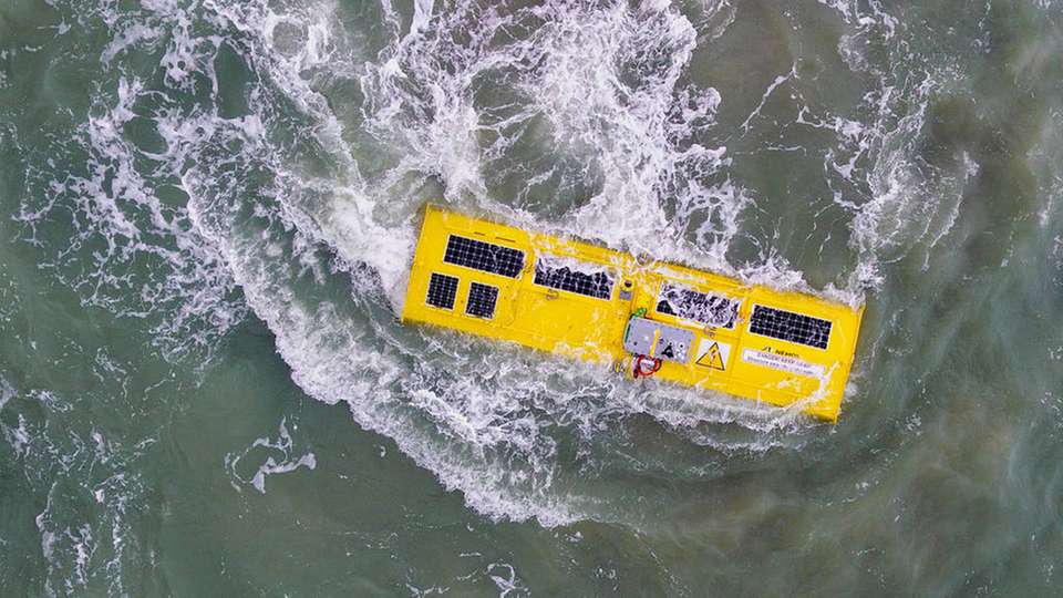 Die Versuchsanlage im Betrieb in der belgischen Nordsee.