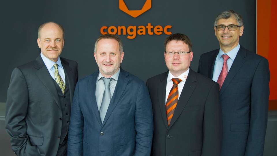 Der neue Vorstand von Congatec (von links nach rechts): Jason Carlson, Gerhard Edi, Matthias Klein, Josef Wenzl.