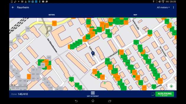 Auf einen Blick: Mit der mobilen Auslesesoftware erkennt der Anwender sofort, welche Messstellen bereits erfasst wurden.