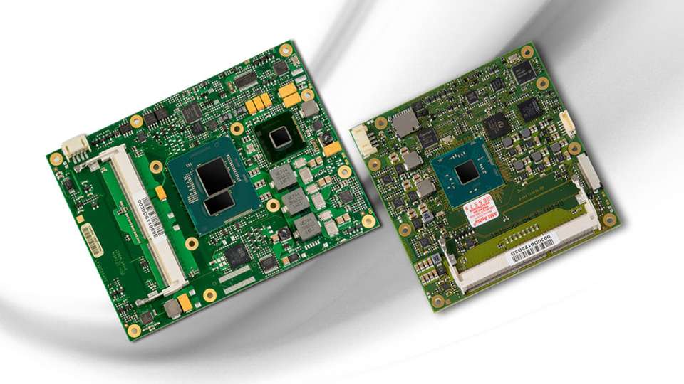 Die beiden neuen COM-Express-Module von MSC Technologies (links das C6B-8SB, rechts das C6C-BW).