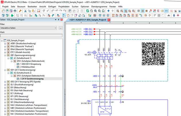 In der Version 2.9 lassen sich QR-Codes erzeugen, die beispielsweise einen Link zum Bauteil im Eplan Data Portal erlauben