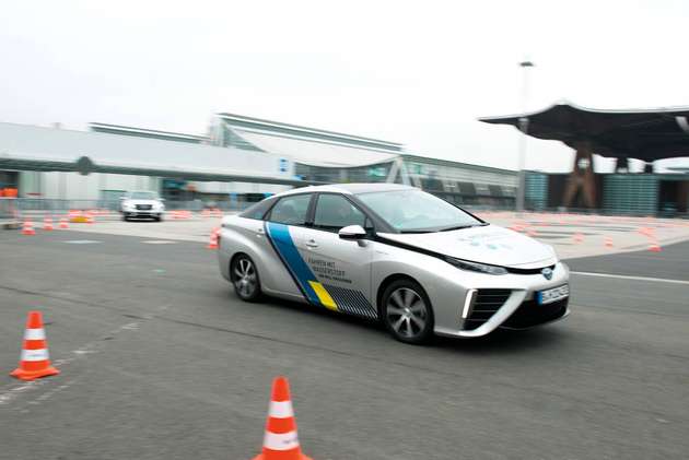 Wasserstoff in der Mobilität: Auf dem Fahrparcours auf der Hannover Messe neben Halle 27 lässt sich dies testen.