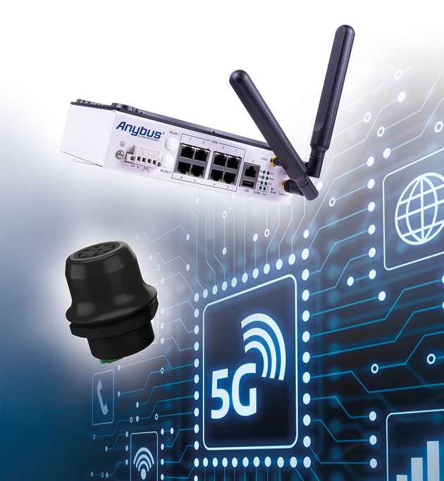 Die Anybus Wireless Router (im Bild oben) erleichtern Anlagen- und Maschinenbauern die Integration von 5G-Kommunikation. Der Anybus Bolt (im Bild unten) ist ein kompaktes Funkgateway in innovativer Bauform.