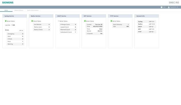  Sinec INS beinhaltet alle erforderlichen Services in einer Oberfläche und reduziert Aufwände für Installation und Verwaltung.