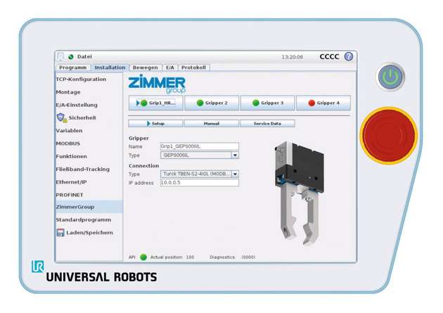 Die Ansteuerung der Zimmer-Komponenten erfolgt über die Bedienoberfläche von Universal Robots.