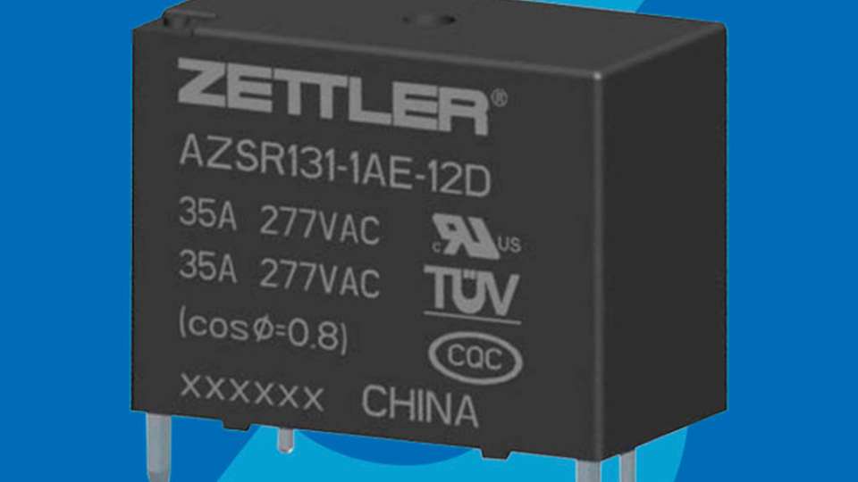 Die 35-A-Power-Relais AZSR131 von Zettler sind jetzt bei Schukat erhältlich.