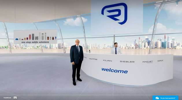 Auch im digitalen Raum können Besucher mit Romaco-Mitarbeitern interagieren.