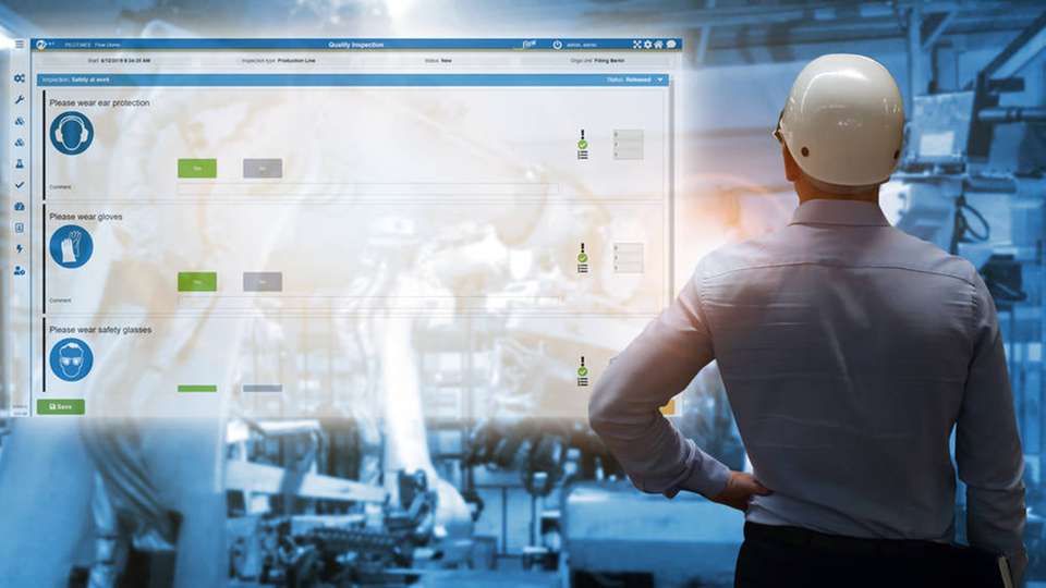 Die digitale Checkliste weist Produktionsmitarbeiter beispielsweise darauf hin, adäquate Schutzkleidung zu tragen.