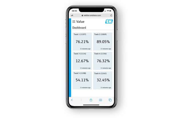 Netilion Value: Füllstände lassen sich auch von mehreren Messstellen schnell und übersichtlich anzeigen.