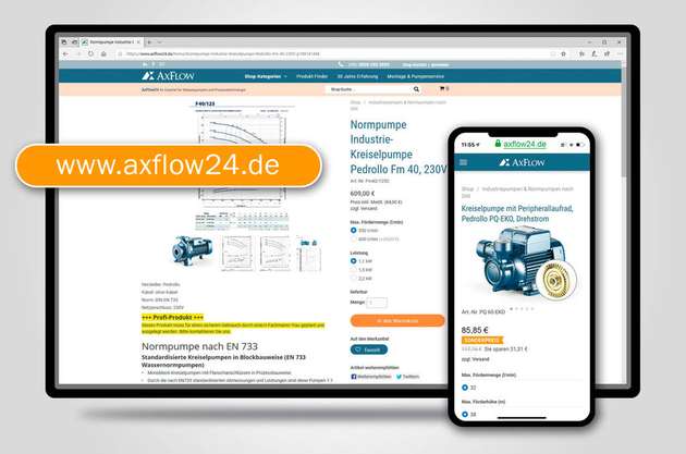 Auf den AxFlow24-Shop lässt sich rund um die Uhr von jedem Endgerät zugreifen.