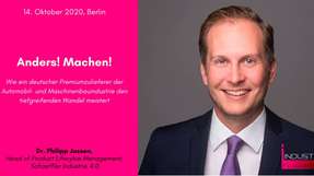 Dr. Philipp Jussen, Head of Product Lifecycle Management von Schaeffler, ist Speaker auf dem INDUSTRY.forward Summit 2020.