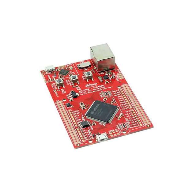 Beim KITXMC47RELAXV1TOBO1-Relax-Kit von Infineon sind alle GPIOs bis zu den Kontaktlöchern der Leiterplatte herausgezogen. Es besitzt Ethernet- und USB-Anschlüsse und kann den Speicher über einen microSD-Kartensteckplatz erweitern.