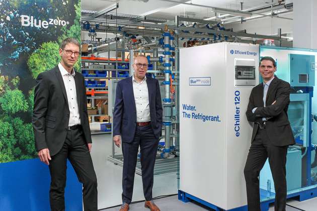 Freuen sich über den Produktlaunch des eChiller120 (von links): Produktmanager Peter Kaden, Sales Director Thomas Bartmann und CEO Georg Dietrich.