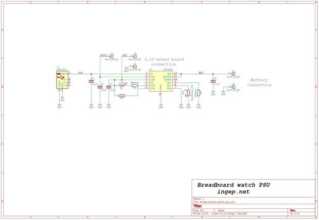 Schema 2 zur „Breadboard Wristwatch“