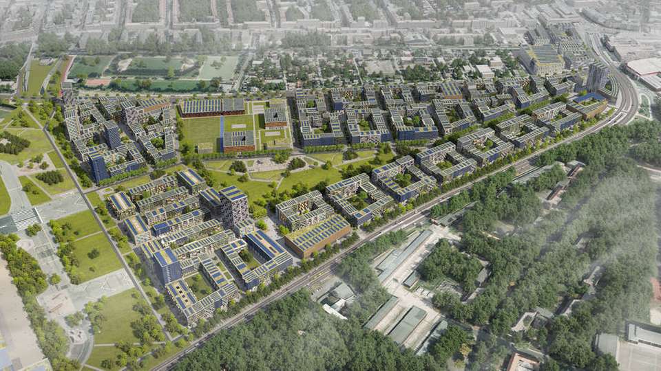 Das Berlin TXL Schumacher-Quartier in der Vogelperspektive.