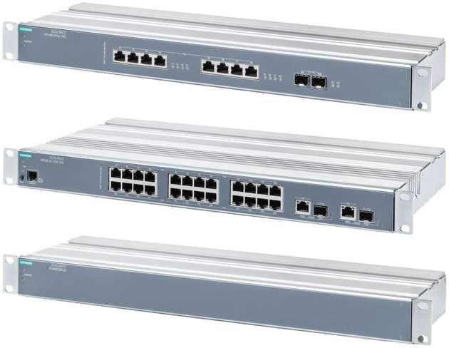 Siemens erweitert sein Industrial Ethernet Switches-Portfolio um neue PoE-Varianten, u.a. Scalance XR-100PoE WG und Scalance XR-300PoE WG. Genügt die vom Switch verfügbare Leistung nicht aus, können mit PoE-Spannungsversorgungen wie z.B. Scalance PSR9230PoE bis zu 570 Watt Leistung zur Verfügung gestellt werden.