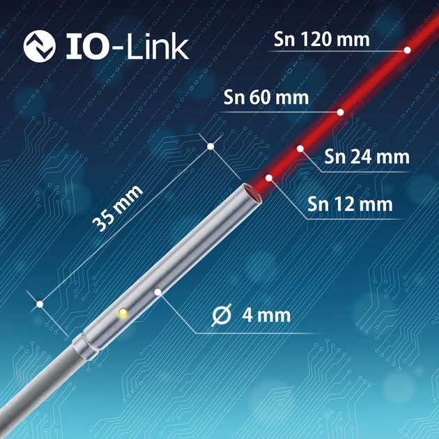 Die optischen Miniatursensoren von Contrinex bieten vorkalibrierte Erfassungsbereiche von 12, 24, 60 oder 120 mm in der Lichttasterausführung. Als Einweglichtschranke werden sogar bis zu 600 mm erreicht.