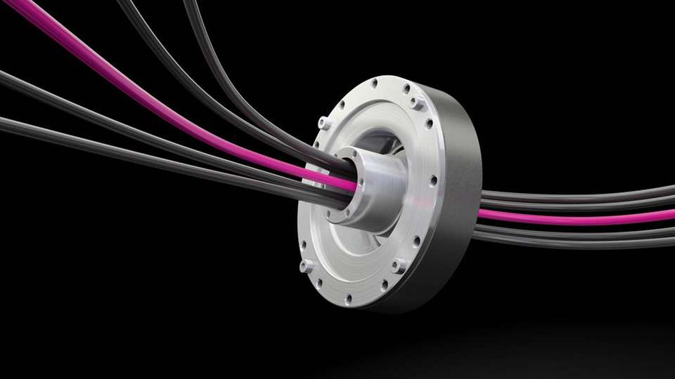 Die große Hohlwelle der Harmonic-Drive-Getriebe der Baureihe SHG-2SH kann zur Durchführung von Kabeln und Versorgungsleitungen genutzt werden.