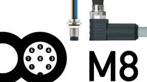 Die neuen M8-Steckverbinder mit acht Pins von Escha bieten ein kompaktes M8-Interface und ermöglichen gleichzeitig eine hohe Signaldichte.