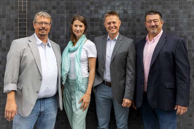 Das Focused Energy Team (v.l.n.r.): Prof. Dr. Markus Roth, Dr. Anika Stein, Thomas Forner und Prof. Dr. Todd Ditmire.