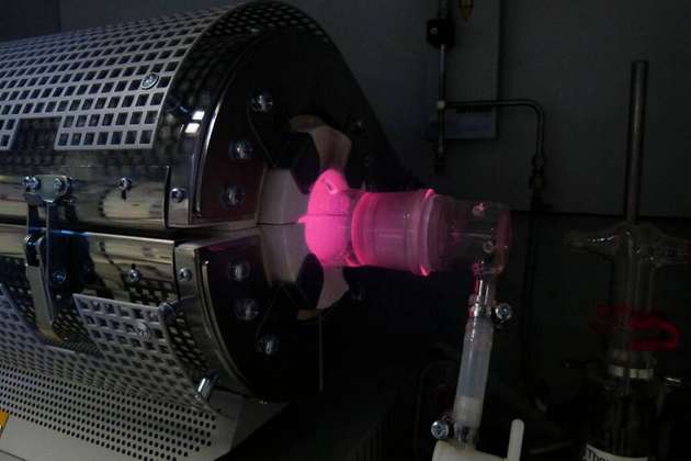 Laborversuchsstand am Fraunhofer IKTS zur Abtrennung von Schwermetallen bei der Klärschlammverbrennung.