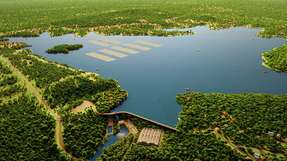 Das schwimmendes Solar-Hybridprojekt an der Sirindhorn-Talsperre in Thailand soll zur nachhaltigen Energienutzung und Senkung der CO2-Emissionen beitragen.

