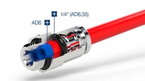 Mit dem neuen 2-in-1-Connector können jetzt zwei verschiedene Schlauchdurchmesser mit demselben Steckanschluss montiert werden.