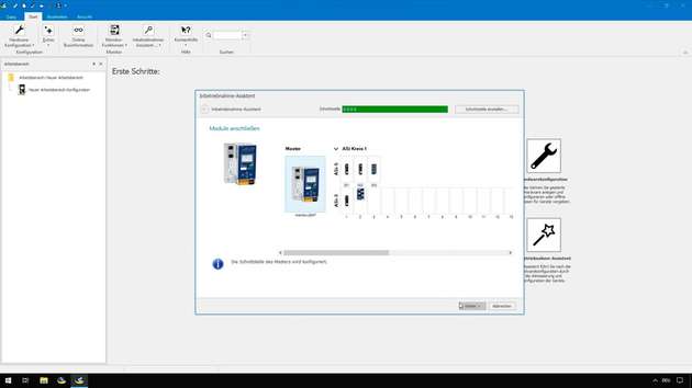 Der Inbetriebnahme-Assistent in den ASi Control Tools360 führt Schritt für Schritt durch die Adressierung von ASi Modulen.