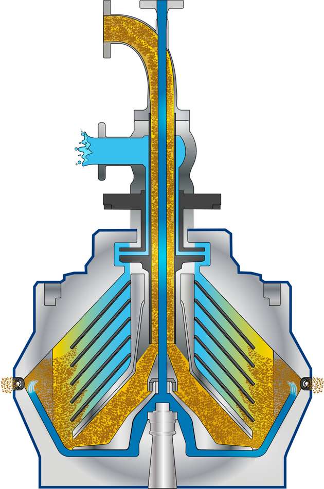 Schnittzeichnung des Düsenseparators