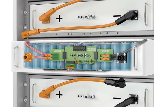 Das Batteriemodul mit Batteriezellen und Balancing-Platine bilden das Zentrum eines Energiespeichers.