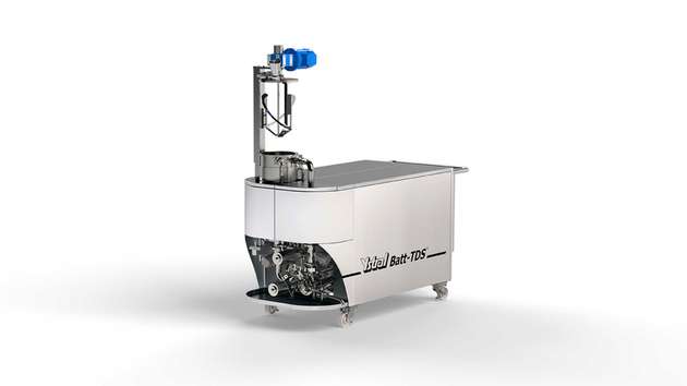 Die von Ystral auf der Powtech präsentierte Ystral Batt-TDS ermöglicht ein schnelles Mischen von Lithium-Ionen-Elektroden-Slurries. Das Pulver-Dispergier-System ist in vier Baugrößen verfügbar.