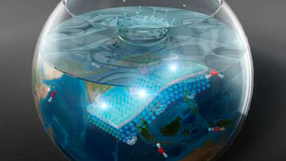 Wasserspaltung mit oberflächenmodifizierten Farbstoff-Niobat-Nanoblättern: Die Oberflächenmodifikation mit einem Isolator und einem anionischen Polymer verbessert die Wasserspaltungsaktivität um nahezu das 100-fache.