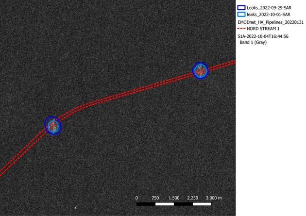 Satelliten haben die Lecks und ihre Ausbreitung an der Wasseroberfläche beobachtet.