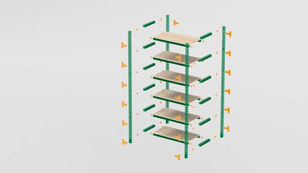 Dank eines neuartigen modularen Designs ist das Regal einfach zu montieren, erweitern und reparieren.