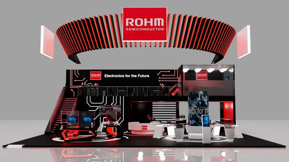 Der futuristische Stand von Rohm befindet sich in Halle C3 an Stand 520.