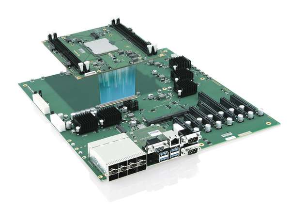 Das COM-HPC Server-Modul mit Intels Xeon D-2700 Prozessoren (Ice Lake D) bietet hohe Performance mit PCIe Gen4 und 100 Gbit Netzwerkkonnektivität für High-End Edge Computing.