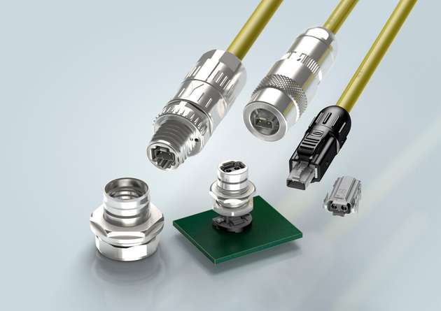 Harting-T1-Industrial-Single-Pair-Ethernet-Schnittstelle in verschiedenen IP-Schutzklassen.