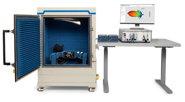 Die NI-Referenzarchitektur zur mmWave-OTA-Validierung ermöglicht eine schnelle Erfassen von HF-Messungen mit hoher Bandbreite.