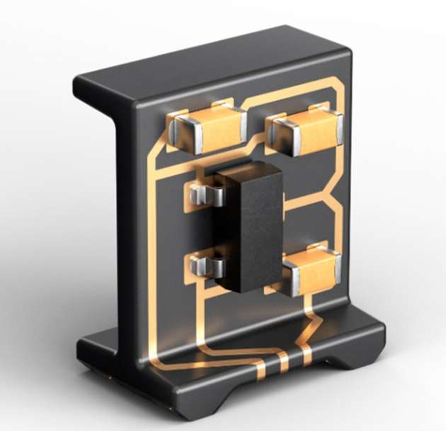 Der 3D-MID-Bauteilträger ist eine Harting-Eigenentwicklung, die als Verbindungselement zwischen einer Leiterplatte und elektronischen Bauteilen (wie LEDs, ICs, Fotodioden oder Sensoren) dient.