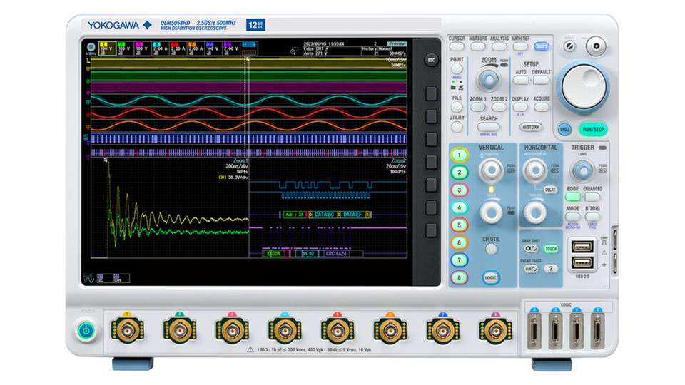 Das DLM5058HD-Modell kommt mit acht analogen Kanälen und 500 MHz Bandbreite.