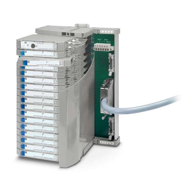Die Geräteserie MACX Analog ist mit robustem Tragschienenbusverbinder zur Energiebrückung und Sammelfehlermeldung ausgestattet.