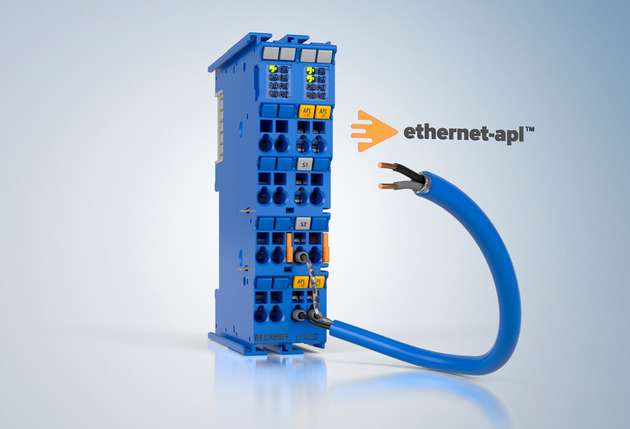 Mit dem 2-Kanal-Kommunikations-Interface ELX6233 lassen sich  Ethernet-APL-Feldgeräte kompakt und modular in die  Steuerungsarchitektur einbinden. 