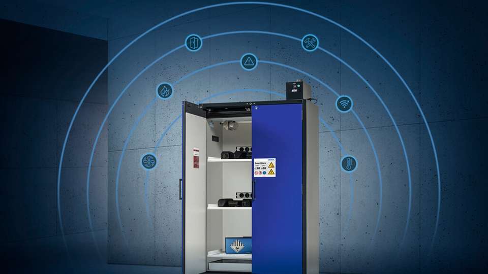 Überwacht Lithium-Akkus rund um die Uhr und in Echtzeit: Der Denios SmartStore connect